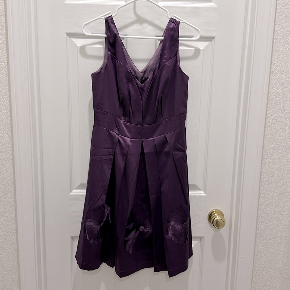 Dark purple, satins material plead dress